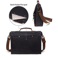 Men's Laptop Carrying Case Messenger Bag, Waxed Canvas, 15/17 inches