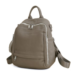 Majestic Backpack & Shoulder Bag for Women - Pebbled Leather - Taupe