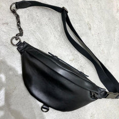 Crescent Carry Leather Crossbody Bag Chest Bag - Black/Brown - One Size