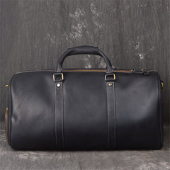 Classic Leather Weekender Duffel Bag Travel Bag, Black/Brown/Dark Brown