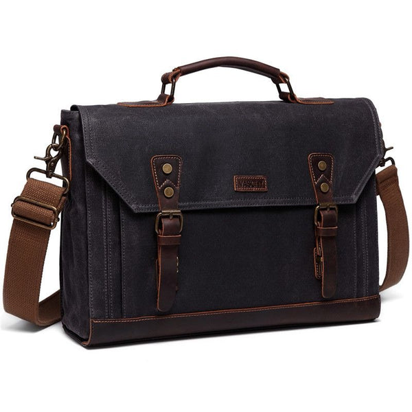 Men's Laptop Carrying Case Messenger Bag, Waxed Canvas, 15/17 inches