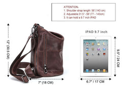 Dark Brown Leather Sling Bag Crossbody Messenger Bag Single Strap Pack