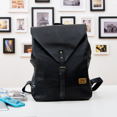 Women's Soft Vegan Leather Flap Backpack in Black/Brown/Coffee, One Size