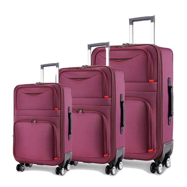 3-Piece Travel Luggage Set Soft Side Rolling Suitcase, 20/24/28 inches