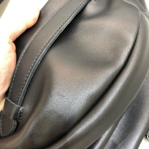 Leather Chest Bag Fanny Pack Bag Crossbody Bag Saddle Bag Black/Brown