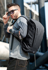 Multi Layered Travel Backpack in Black, Waterproof Oxford, 15 inches