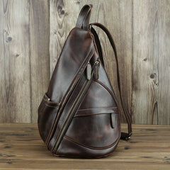 Vintage Leather Backpack for Men, Converts to Crossbody Bag, One Size