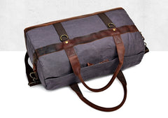 Waxed Canvas & Leather Overnighter Duffel Bag, Army Green/Gray/Khaki