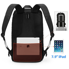 Multi Layered Travel Backpack in Black, Waterproof Oxford, 15 inches