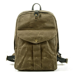 Regal Waxed Canvas Backpack, Army Green/Black/Gray/Navy/Khaki, One Size