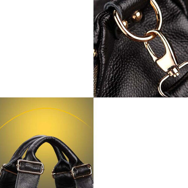 Genuine Leather Leopard Print Fold-Over Handbag Shoulder Bag for Women