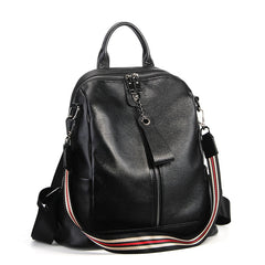 Versatile Alexandria Leather Backpack  & Shoulder Bag - Black/Gray/Red