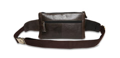 Designer Waist Pack Fanny Pack Crossbody Bag, Leather, Brown/Dark Brown