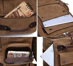 Vintage Canvas Transport Backpack Laptop Rucksack for Men, 17 inches