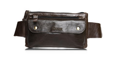 Designer Waist Pack Fanny Pack Crossbody Bag, Leather, Brown/Dark Brown