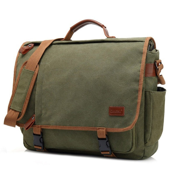 Commuter Canvas Crossbody Messenger Bag Laptop Bag for Men, 17 inches