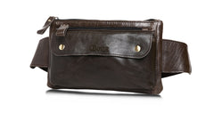 Designer Waist Pack Fanny Pack Crossbody Bag, Leather, Brown/Dark Brown