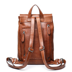 Vintage Full Grain Leather Backpack for Women, Brown/Maroon, One Size