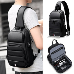 Urban Transport Crossbody Bag Sling Bag in Black with USB Power Plug