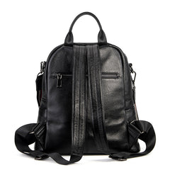 Versatile Alexandria Leather Backpack  & Shoulder Bag - Black/Gray/Red