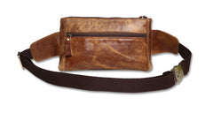 Designer Waist Pack Fanny Pack Crossbody Bag, Leather, Brown/Dark Brown