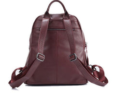 Women’s Uptown Backpack Pebbled Leather Backpack, Black/Maroon, One Size