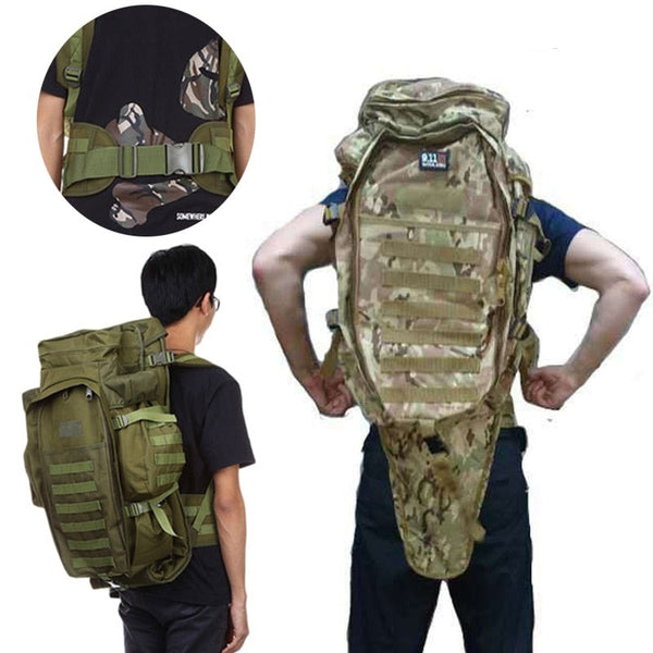 Tactical Hunting Backpack with Rifle Storage Sleeve, 1000D Nylon, 60L