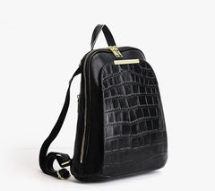 Monterrey Crocodile Embossed Leather Backpack Shoulder Bag, One Size