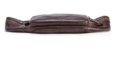 Retro Leather Fanny Pack Waist Bag Sling Bag Crossbody Bag, Black/Brown