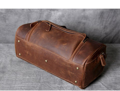 Designer Leather Carry-on Luggage Weekender Duffel Bag, Brown, One Size