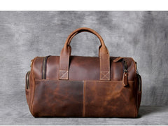 Designer Leather Carry-on Luggage Weekender Duffel Bag, Brown, One Size