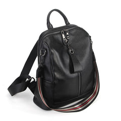 Versatile Alexandria Leather Backpack  & Shoulder Bag - Black/Gray/Red