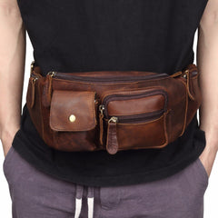 Preston Fanny Pack Waist Bag Crossbody Bag, Leather, Brown, One Size