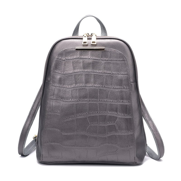 Monterrey Crocodile Embossed Leather Backpack Shoulder Bag, One Size