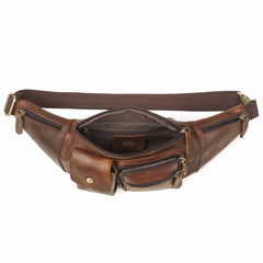 Preston Fanny Pack Waist Bag Crossbody Bag, Leather, Brown, One Size