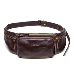 Retro Leather Fanny Pack Waist Bag Sling Bag Crossbody Bag, Black/Brown