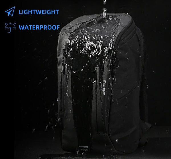 Multi Layered Travel Backpack in Black, Waterproof Oxford, 15 inches