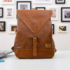 Women's Soft Vegan Leather Flap Backpack in Black/Brown/Coffee, One Size