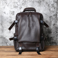 Leather Transit Backpack 14 inches Laptop Backpack, Black/Brown/Maroon