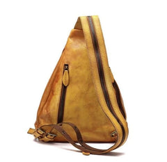 Women's Brooklyn Leather Backpack & Sling Bag, Brown/Yellow, One Size