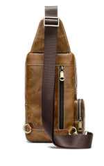 Crazy Horse Leather Sling Bag Chest Bag Crossbody Bag in Brown, One Size