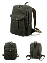 Regal Waxed Canvas Backpack, Army Green/Black/Gray/Navy/Khaki, One Size