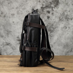 Leather Transit Backpack 14 inches Laptop Backpack, Black/Brown/Maroon