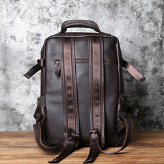 Leather Transit Backpack 14 inches Laptop Backpack, Black/Brown/Maroon