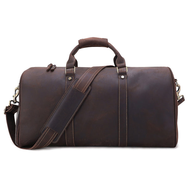 Preston Weekender Travel Bag Oversized Duffel Bag, Leather, Dark Brown