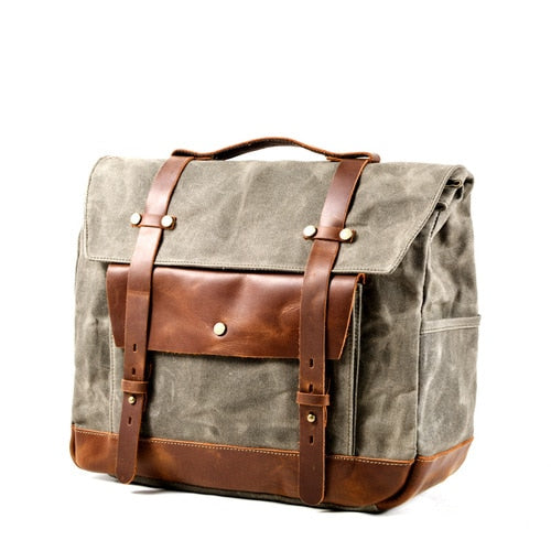 Tempest Waxed Canvas Motorcycle Bag Biker's Satchel for Men - One Size