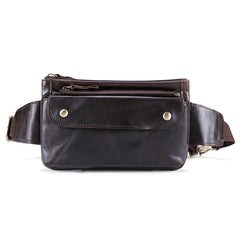 Designer Waist Pack Fanny Pack Crossbody Bag, Leather, Brown/Dark Brown