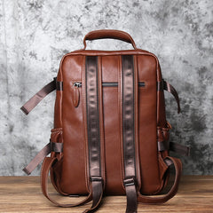 Leather Transit Backpack 14 inches Laptop Backpack, Black/Brown/Maroon