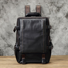 Leather Transit Backpack 14 inches Laptop Backpack, Black/Brown/Maroon