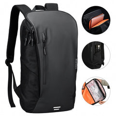 Multi Layered Travel Backpack in Black, Waterproof Oxford, 15 inches